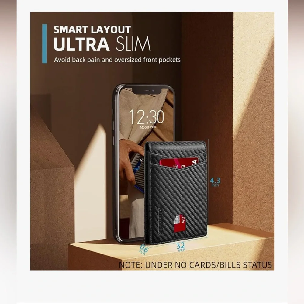 🆕 Wallet for Men Slim Rfid Leather 2 ID Window With Gift Box